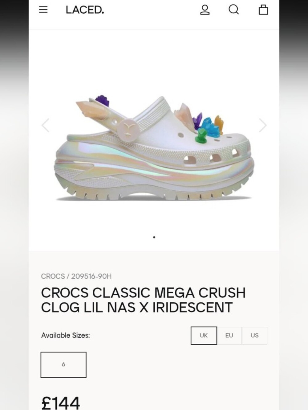 Lil Nas X x CROCS Crush Platform Clog in White Pearl